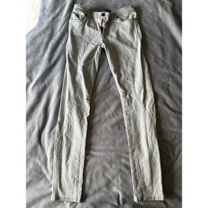 Superfine Swirl Skinny Jeans Light Grey Paneled Stretch Denim